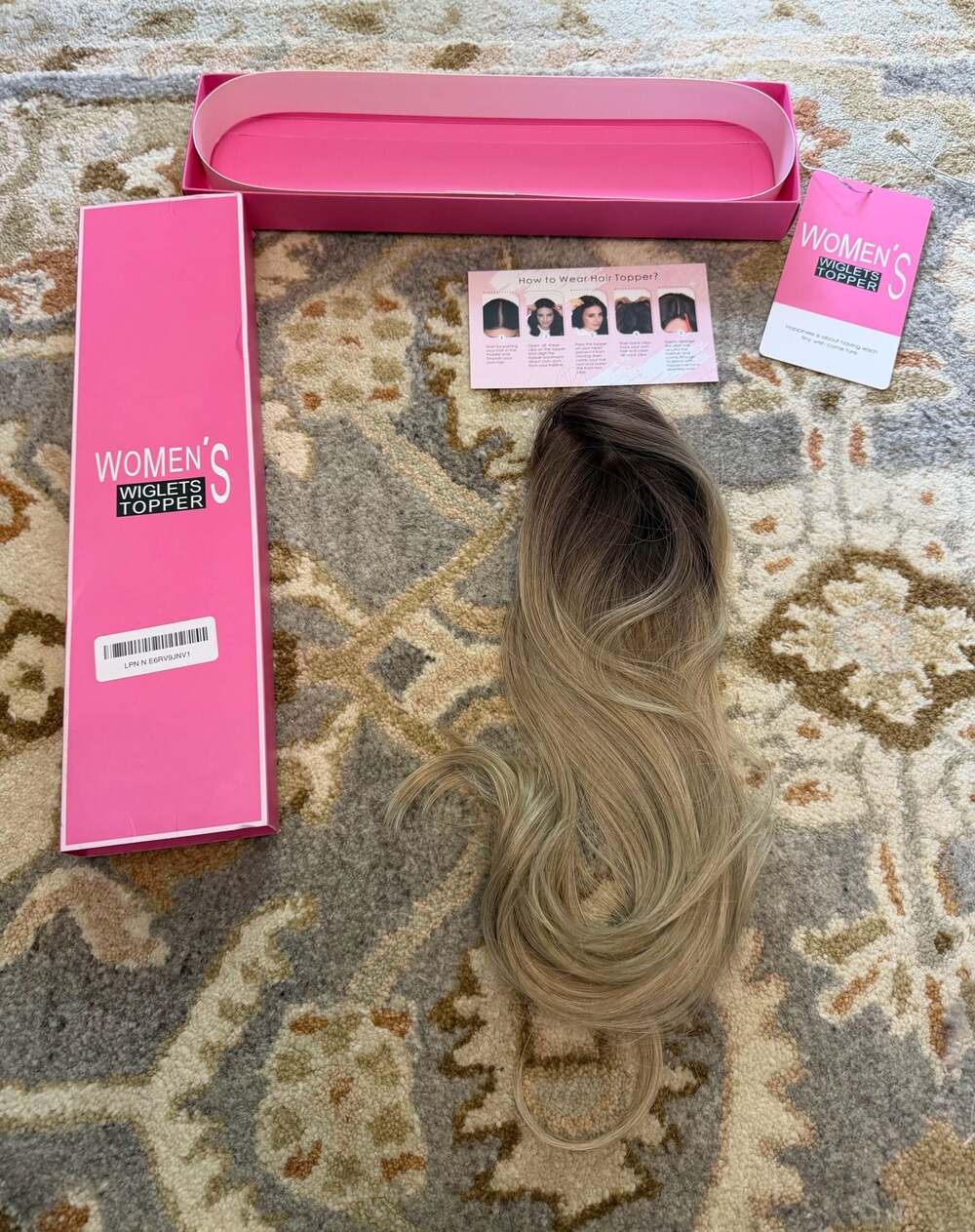 Women's Wiglets Topper Long Wavy Synthetic Hair Piece with Clips Ombre Brown to